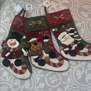 Festive Holiday Stockings Set - Red and Green
